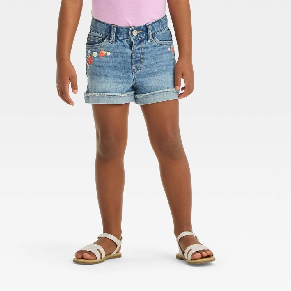 Cat & Jack Blue Denim Shorts with Cuffed Hem